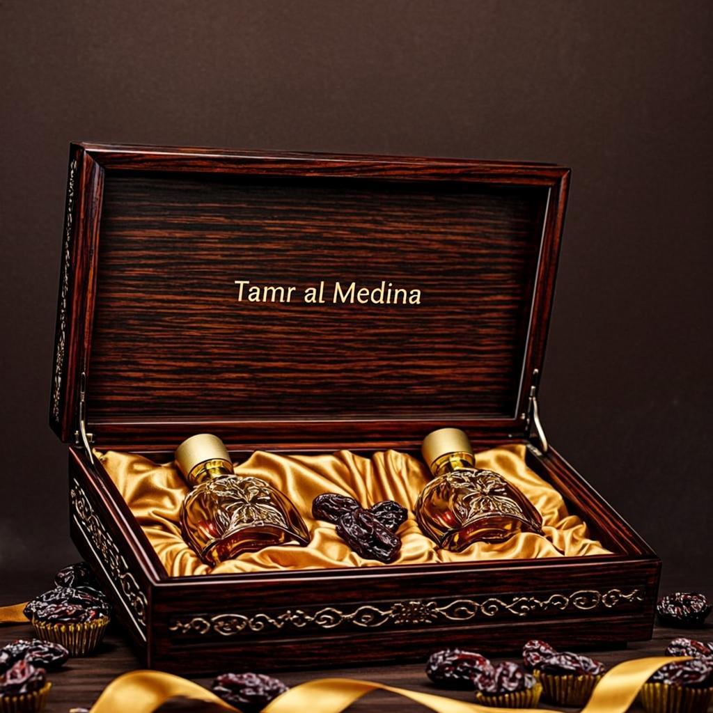 Coffret Bois Or Dattes — Tamr al Medina