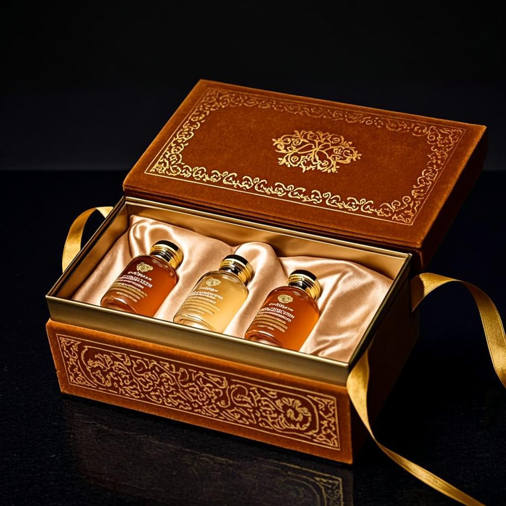 Coffret Velours Caramel Trois Flacons — Tamr al Medina