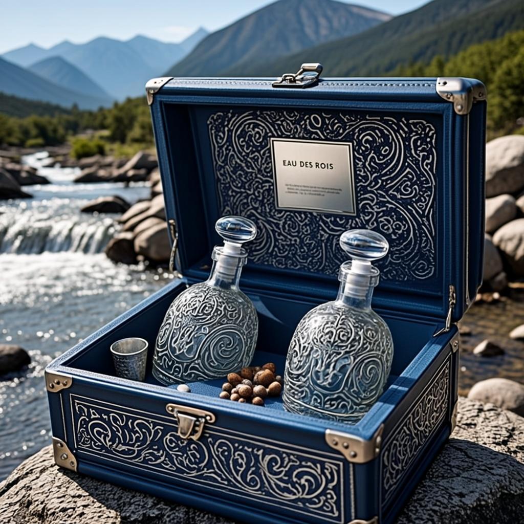 Coffret Cuir Bleu Marquage Argent — L’eau des Rois