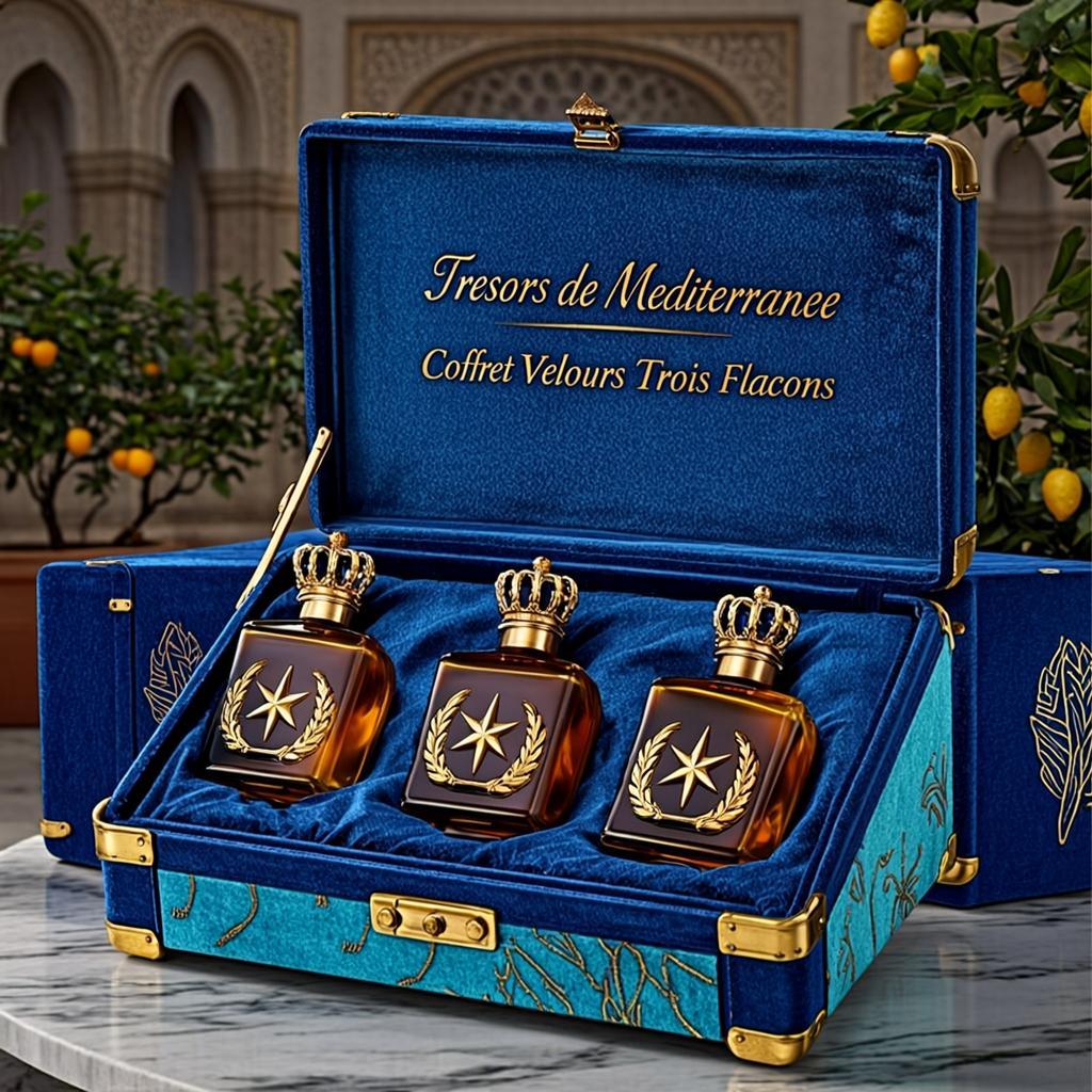 Coffret Velours Azur Trois Flacons — Trésors de Méditerranée