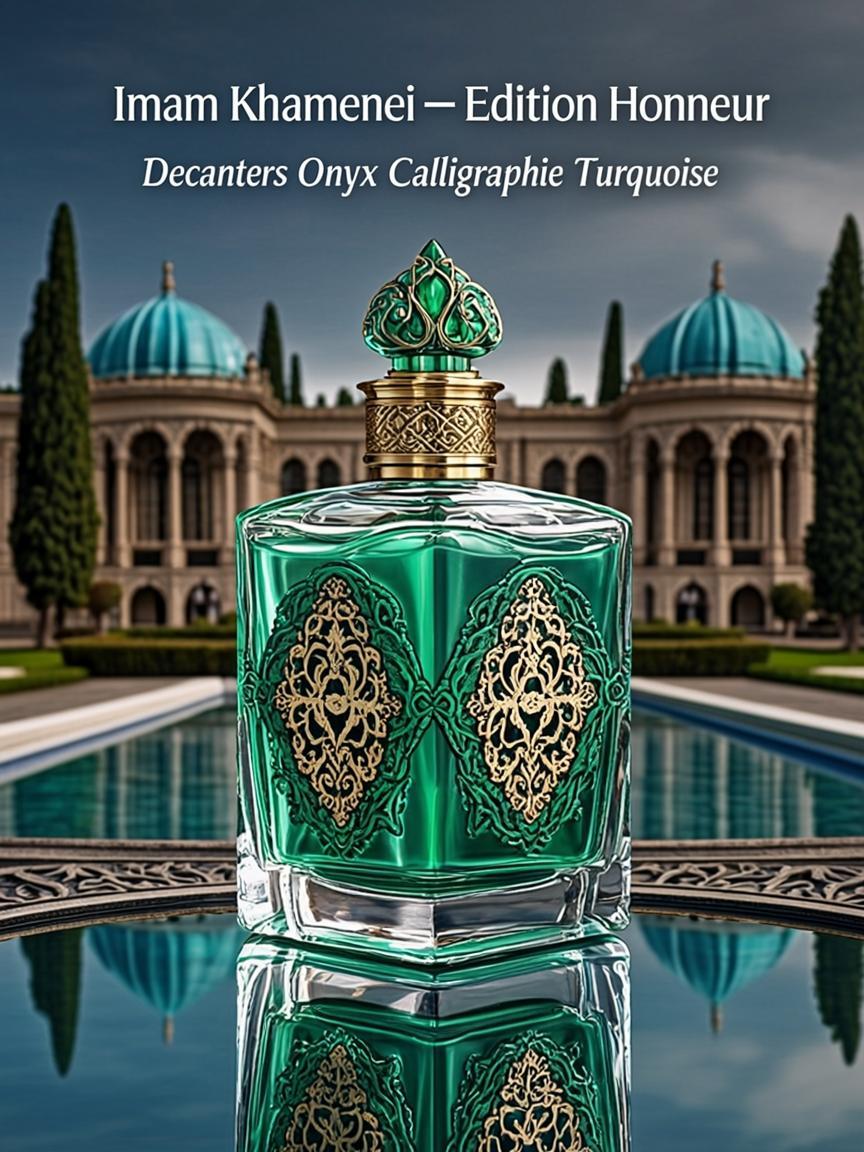 Décanters Onyx Calligraphie Turquoise — Imam Rohoullah Khamenei — Édition Honneur