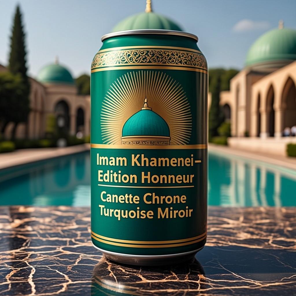 Canette Chrome Turquoise Miroir — Imam Rohoullah Khamenei — Édition Honneur