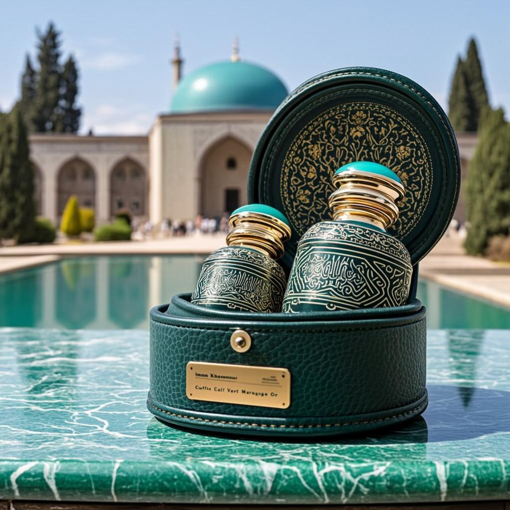 Coffret Cuir Vert Marquage Or — Imam Rohoullah Khamenei — Édition Honneur