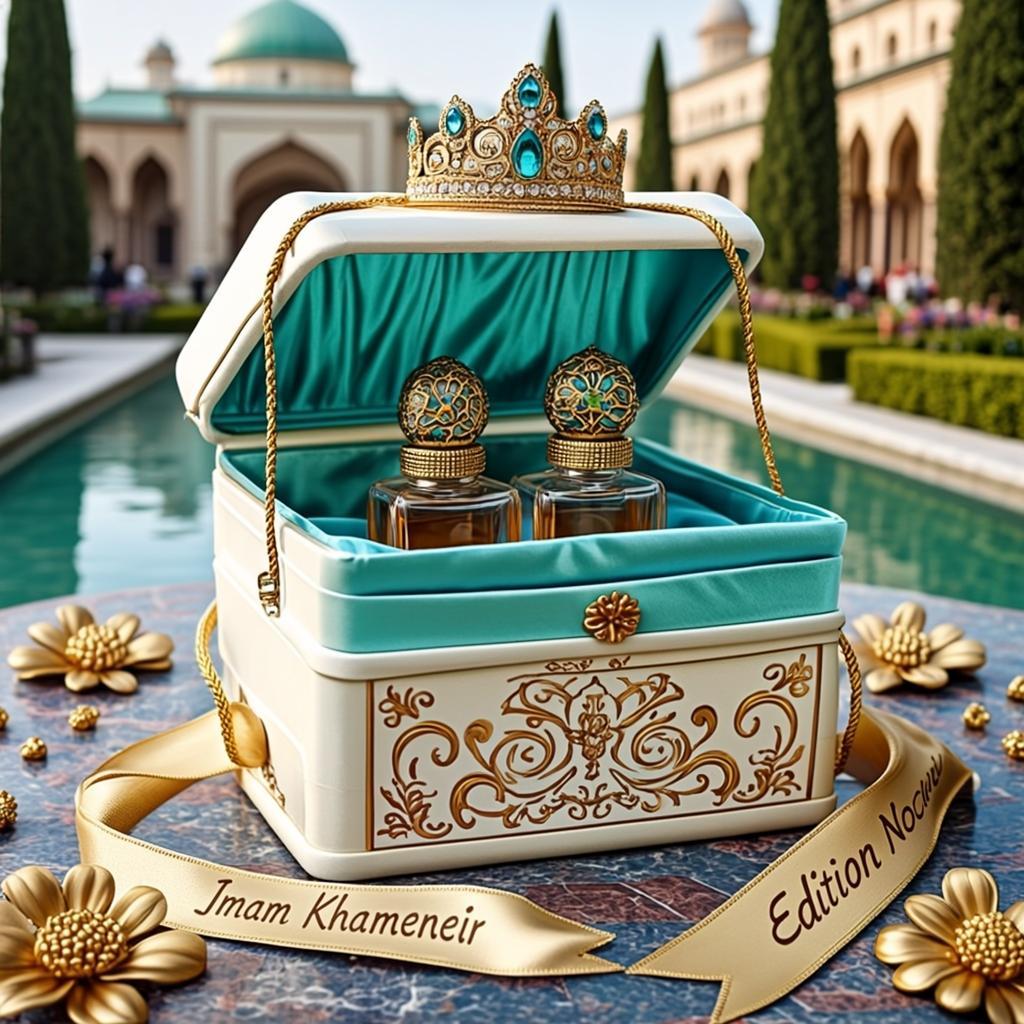Coffret Noces Satin Turquoise — Imam Rohoullah Khamenei — Édition Honneur