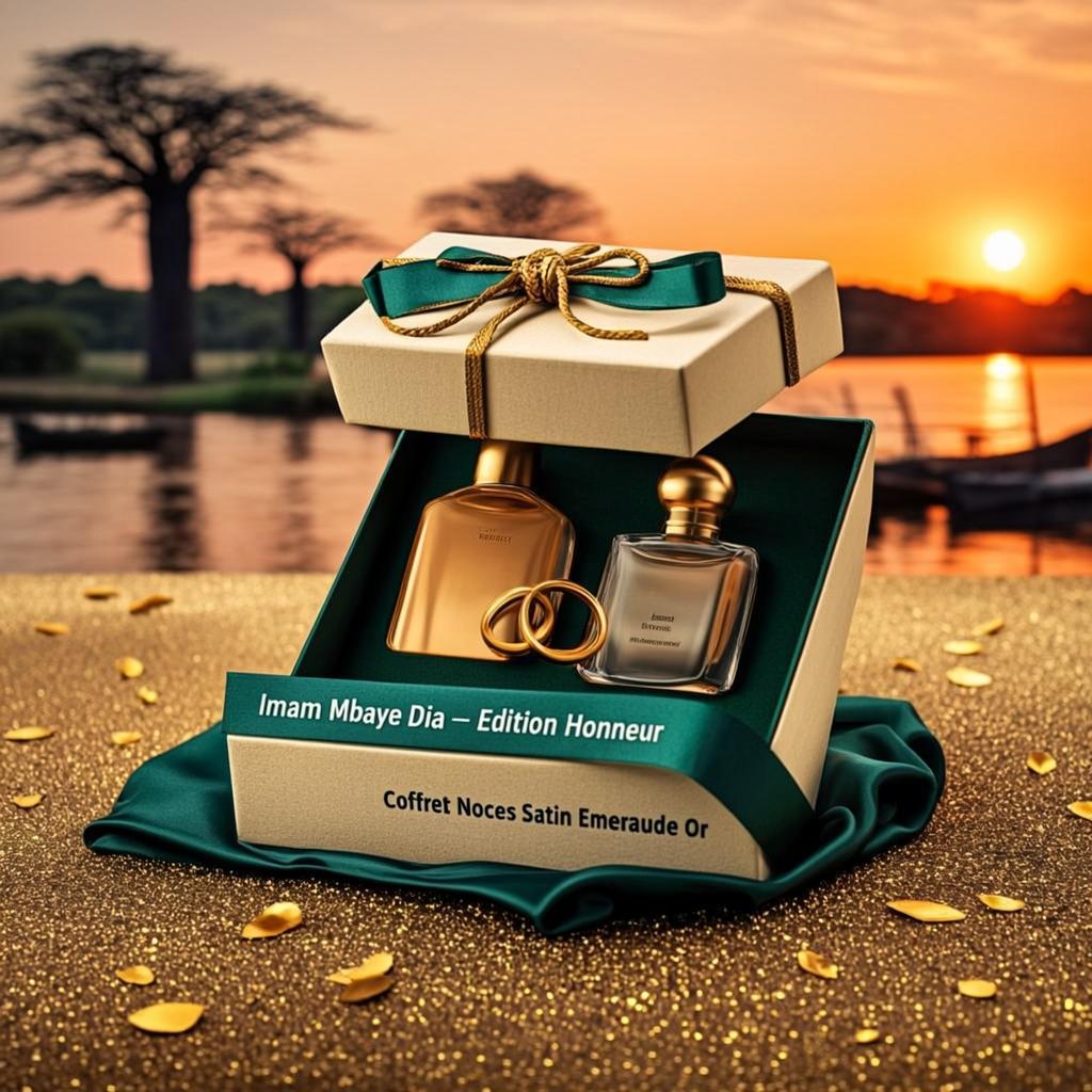 Coffret Noces Satin Émeraude Or — Imam Mbaye Dia — Édition Honneur