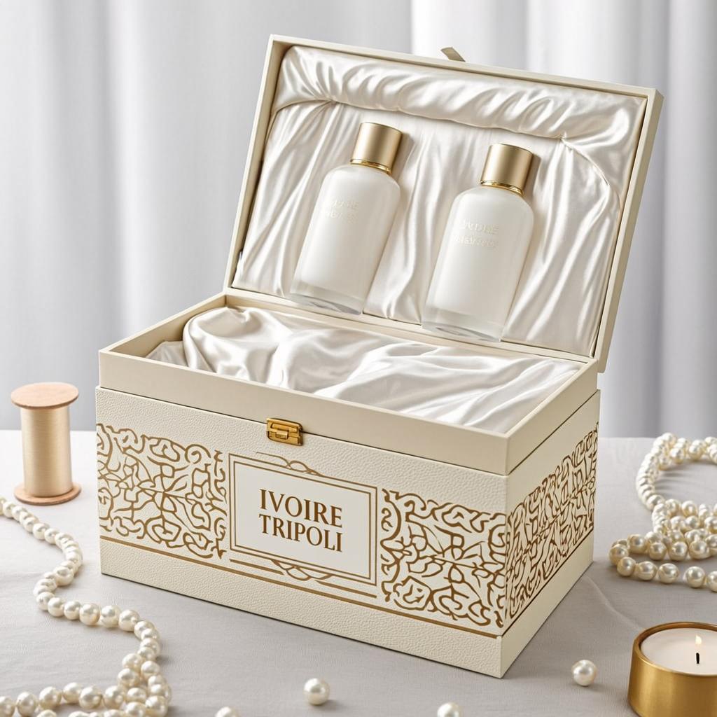 Coffret Ivoire Satin Or Perles — Ivoire Tripoli