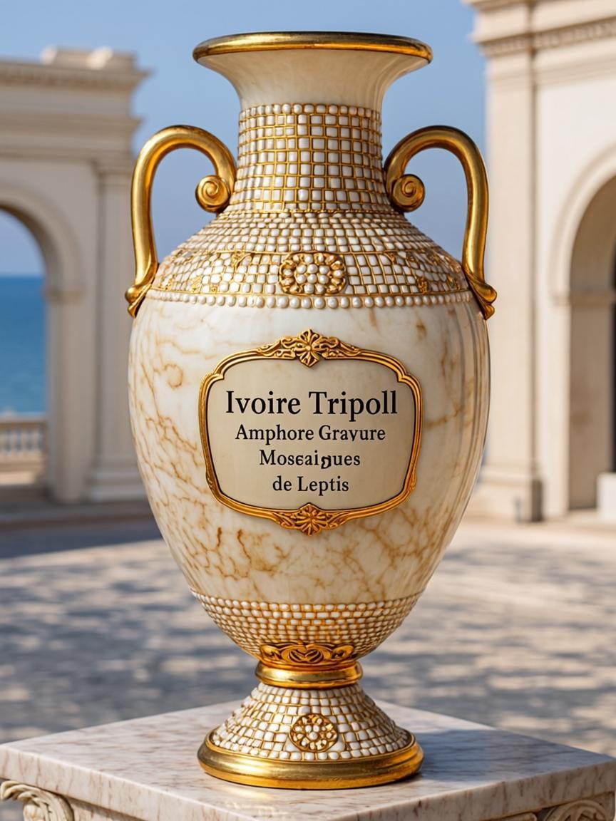 Amphore Gravure Mosaïques de Leptis — Ivoire Tripoli
