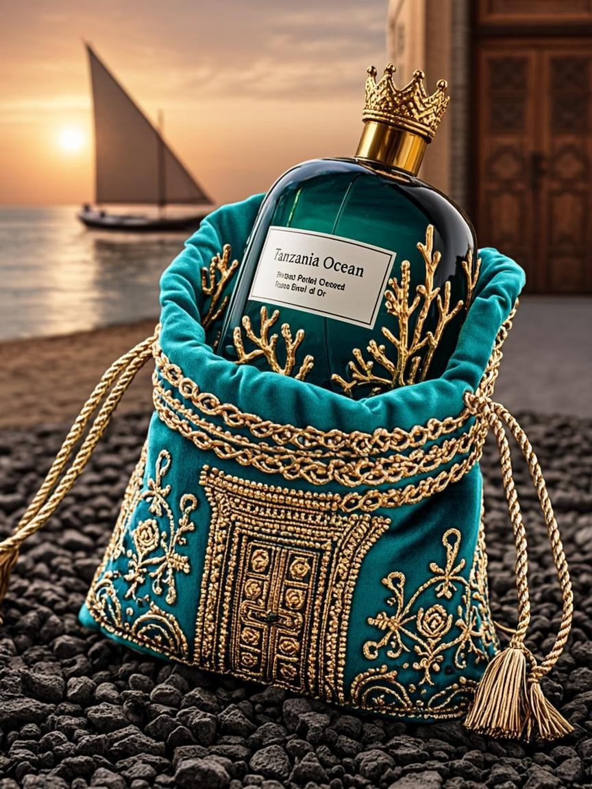 Flacon Poche Brodé Corail d'Or — Tanzania Ocean