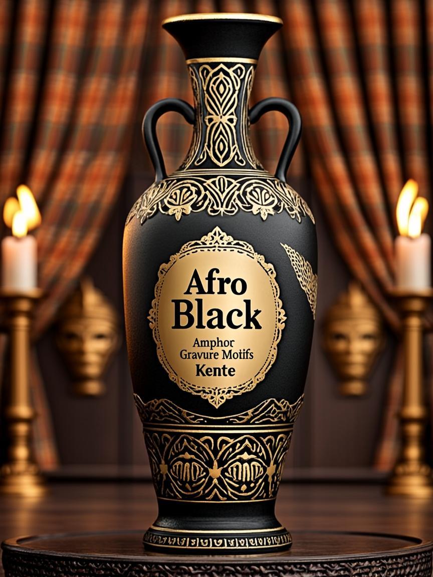 Amphore Gravure Motifs Kente — Afro Black