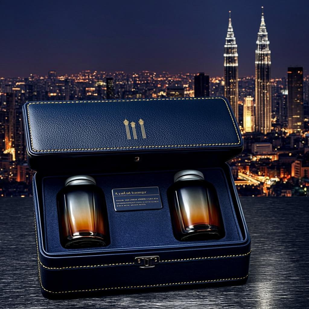 Coffret Cuir Bleu Marquage Cuivre — Kuala Lumpur